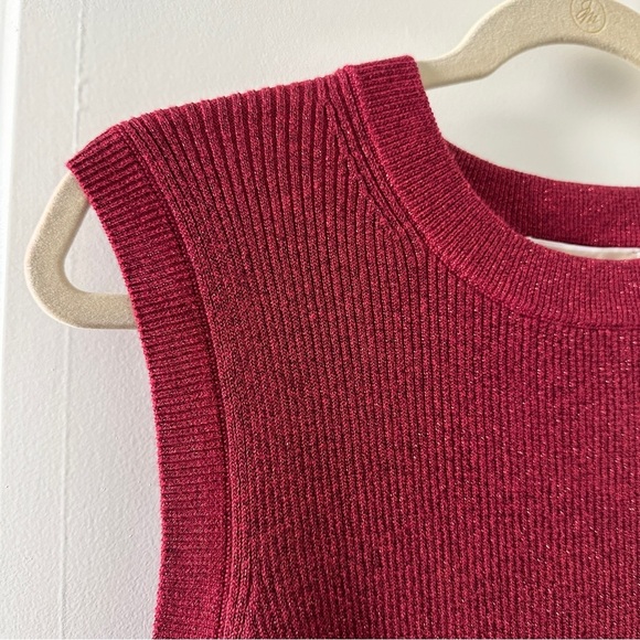 MICHAEL Michael Kors Red Metallic Knit Sleeveless Sweater Womens Size Medium NWT - Picture 6 of 17